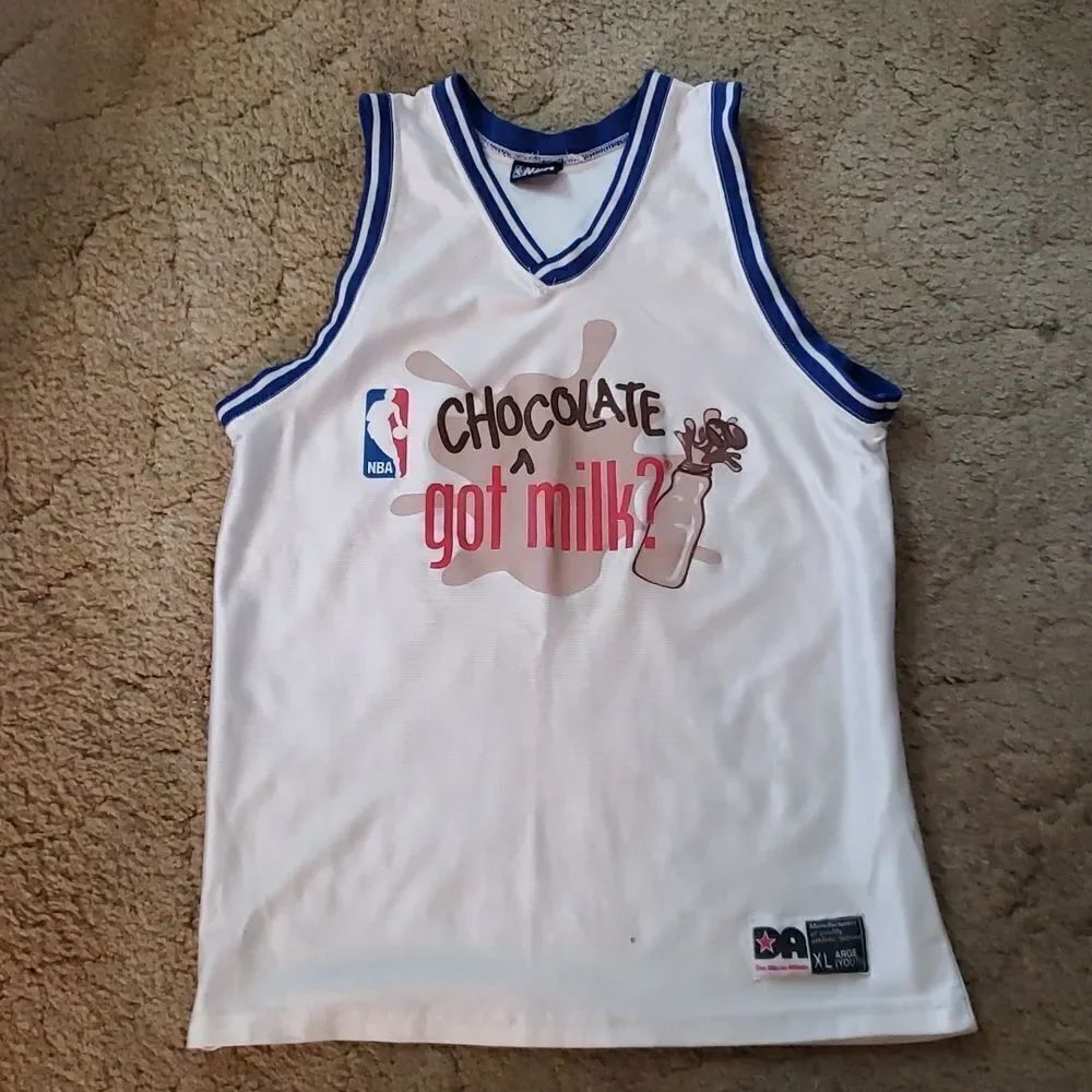 Vintage NBA "GOT (CHOCOLATE) MILK?" Basketball Jersey - Youth Sz M (10/12)
